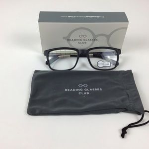 Men’s The ReadingGlassesClub Black Framed Glasses +2.25 w/ Gray Drawstri…